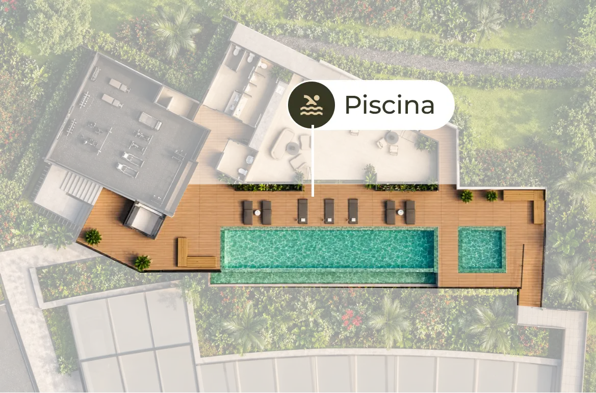 Planta de la zona de piscina de Nodo Santa Ana